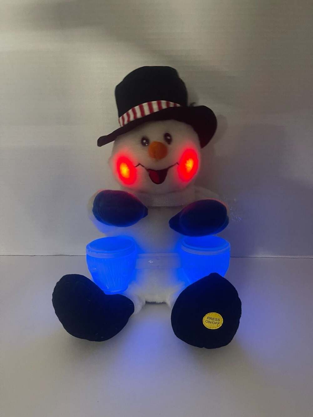 Fully Works Gemmy Animated Bongo Drum Playing Light-Up Snowman Christmas Plush